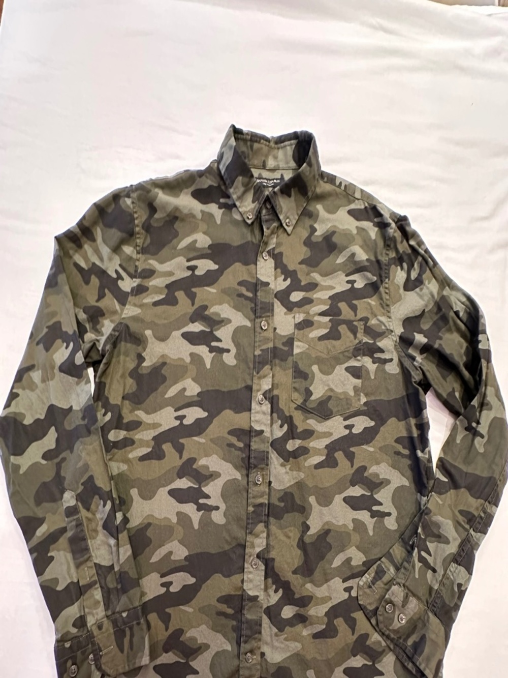 Banana Republic Men's XL Camo Luxe Flannel Untucked Slim Fit Shirt
